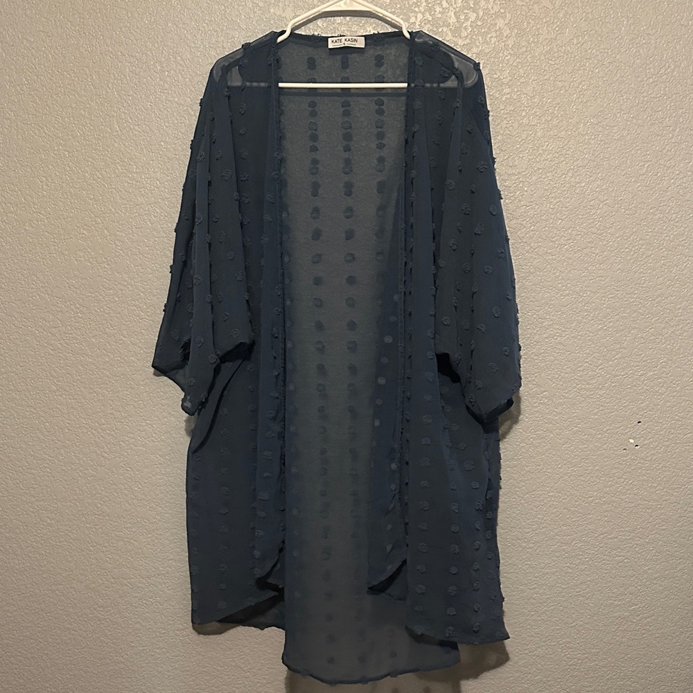 Kate Kasin Blue Duster Cardigan